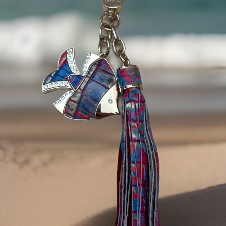 Brahmin Rainbow Fish Melbourne Genuine Leather Fish Tassel Purse Charm New